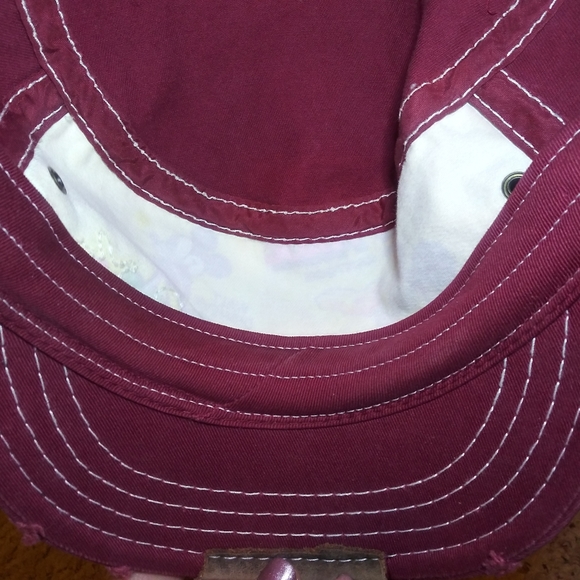 Walt Disney World Exclusive Distressed Burgundy/Yellow Mickey Mouse Trucker Hat - Picture 11 of 15